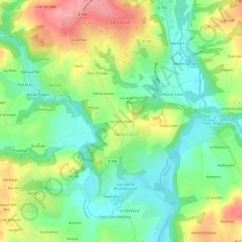 La Croix Verteの地形図、標高、地勢
