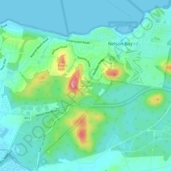 Gan Ganの地形図、標高、地勢