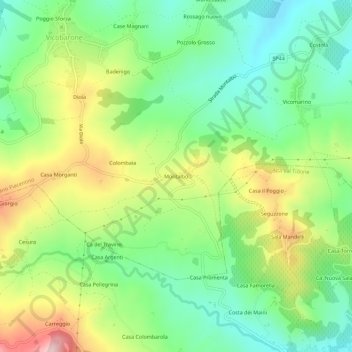 Montalboの地形図、標高、地勢
