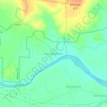 Arumbakkamの地形図、標高、地勢