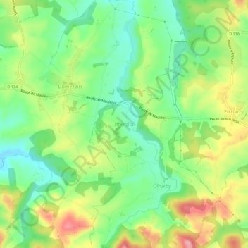 Ithorotsの地形図、標高、地勢