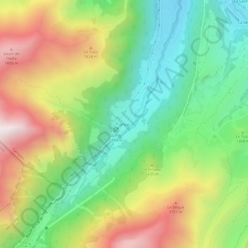 Grippの地形図、標高、地勢