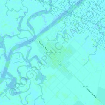 General Lavalleの地形図、標高、地勢