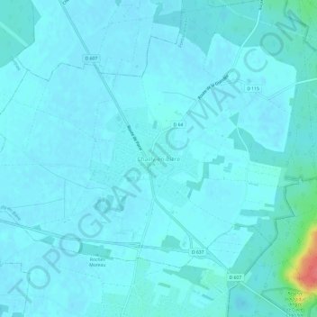 Chailly-en-Bièreの地形図、標高、地勢