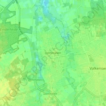 Dommelenの地形図、標高、地勢