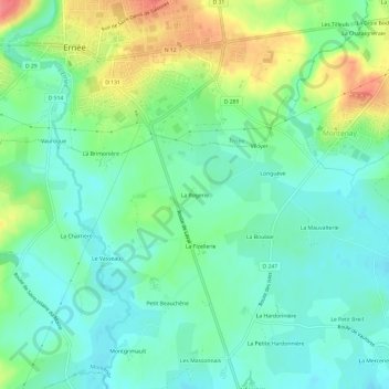 La Rogerieの地形図、標高、地勢