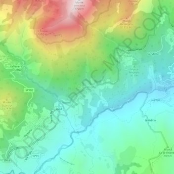 Acquabonaの地形図、標高、地勢