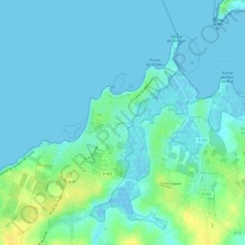 Quimiacの地形図、標高、地勢
