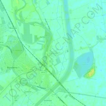 Ospitaleの地形図、標高、地勢