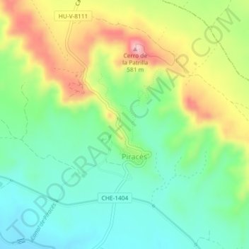 La Almuniaの地形図、標高、地勢
