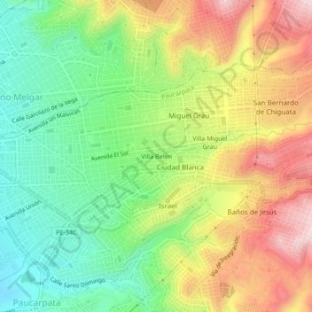 Villa Belenの地形図、標高、地勢