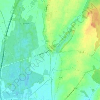 Arcelotの地形図、標高、地勢