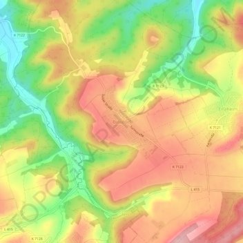 Binsdorfの地形図、標高、地勢