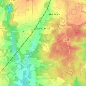 Eickstüveの地形図、標高、地勢