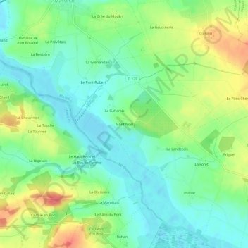 Mont Noëlの地形図、標高、地勢