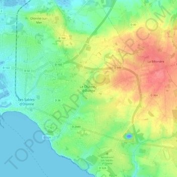 Château-d'Olonneの地形図、標高、地勢