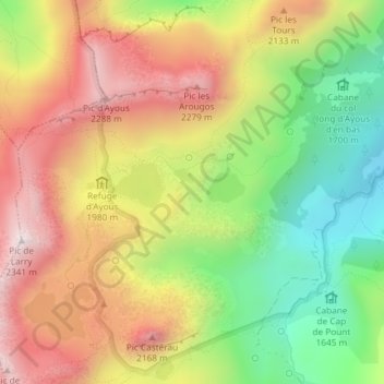 Lacs d'Ayousの地形図、標高、地勢