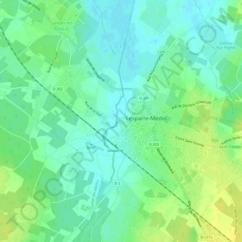 Eyranの地形図、標高、地勢
