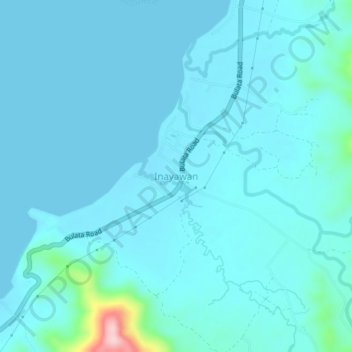 Inayawanの地形図、標高、地勢