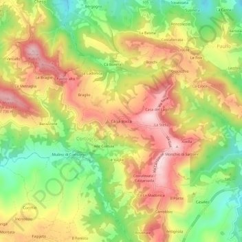 Cà La Boccaの地形図、標高、地勢