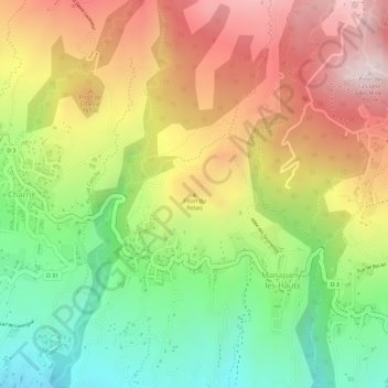Piton du Relaisの地形図、標高、地勢
