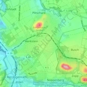 Magerauの地形図、標高、地勢