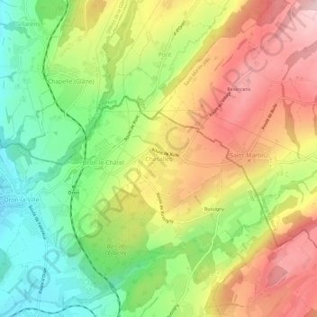 Chesallesの地形図、標高、地勢
