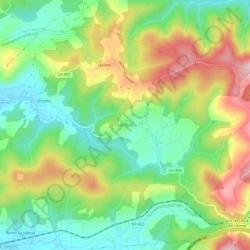 Las Pilasの地形図、標高、地勢
