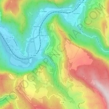 Mont de l'Angeの地形図、標高、地勢