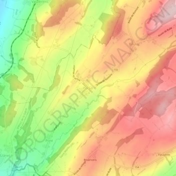 Porselの地形図、標高、地勢