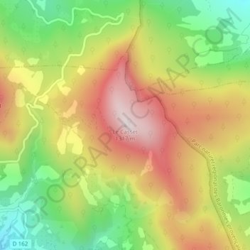 Le Cassetの地形図、標高、地勢