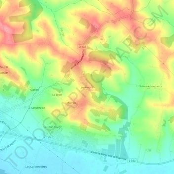 Jardinayreの地形図、標高、地勢