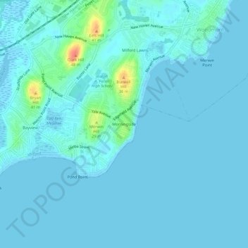 Morningsideの地形図、標高、地勢