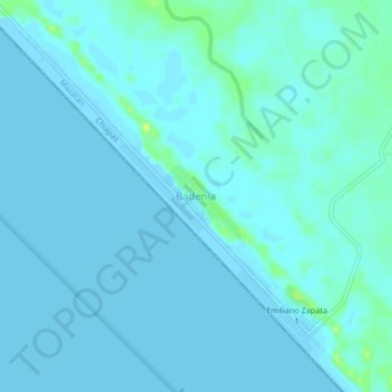 Badeniaの地形図、標高、地勢