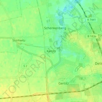 Kertitzの地形図、標高、地勢