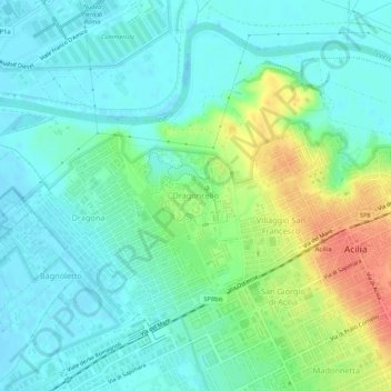 Dragoncelloの地形図、標高、地勢