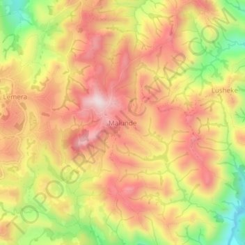Malundeの地形図、標高、地勢