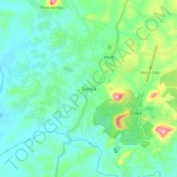 Durbaの地形図、標高、地勢