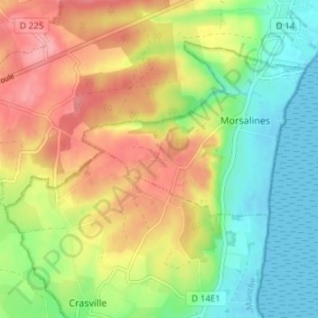 Les Massesの地形図、標高、地勢