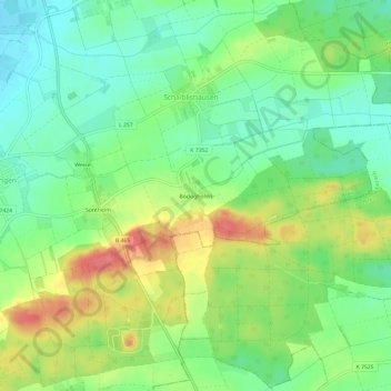 Bockighofenの地形図、標高、地勢