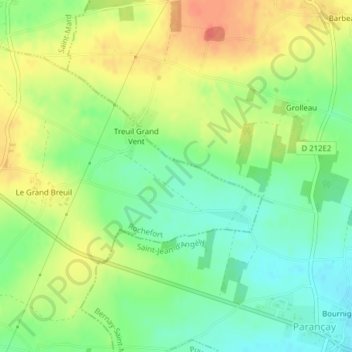 Les Grands Champsの地形図、標高、地勢