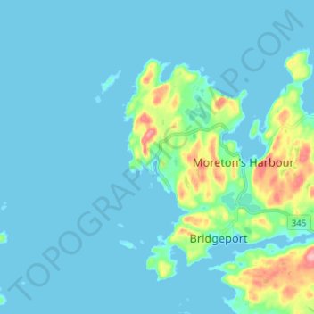 Valley Pondの地形図、標高、地勢