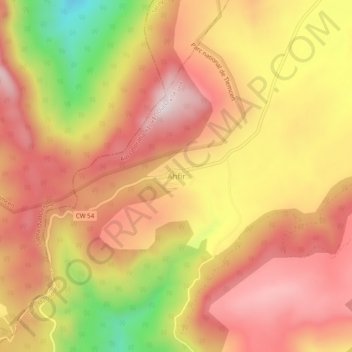 Ahfirの地形図、標高、地勢