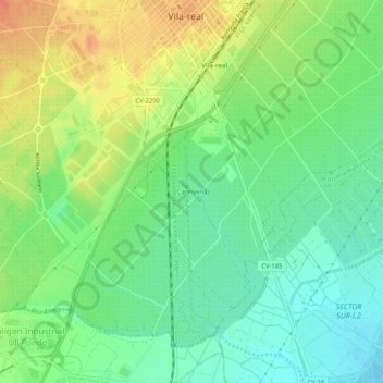 Carinyenaの地形図、標高、地勢