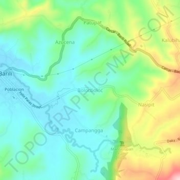 Bolocbolocの地形図、標高、地勢