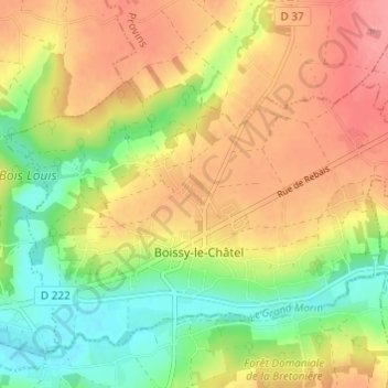 Boissy-le-Châtelの地形図、標高、地勢