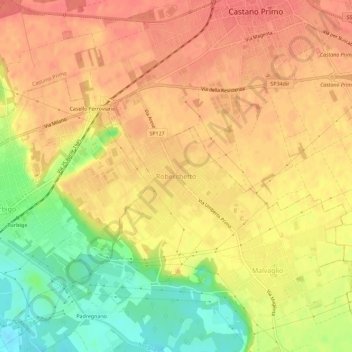Robecchettoの地形図、標高、地勢