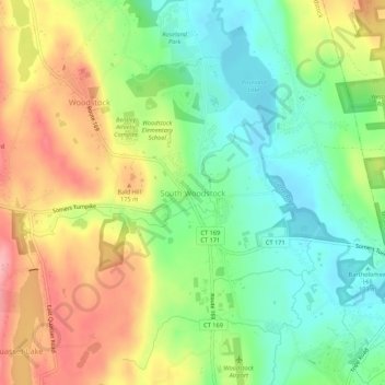 South Woodstockの地形図、標高、地勢