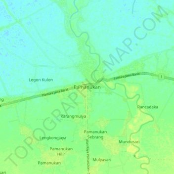 Pamanukanの地形図、標高、地勢