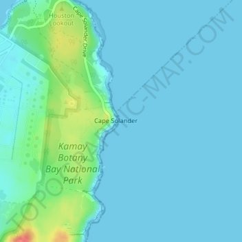 Cape Solanderの地形図、標高、地勢